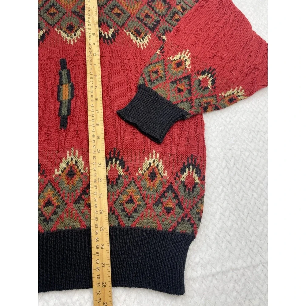 Vintage AGGIO Acrylic Wool Knit Sweater Men's‎ XL Aztec Navajo Coogi Cosby